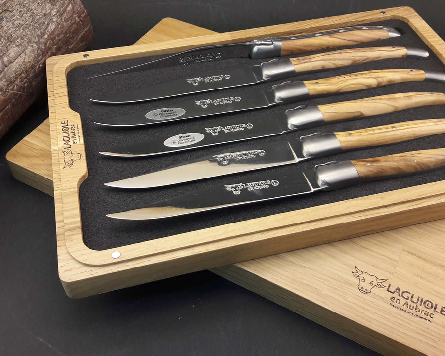 Laguiole en Aubrac Olivewood Table Knives - 6 Pieces
