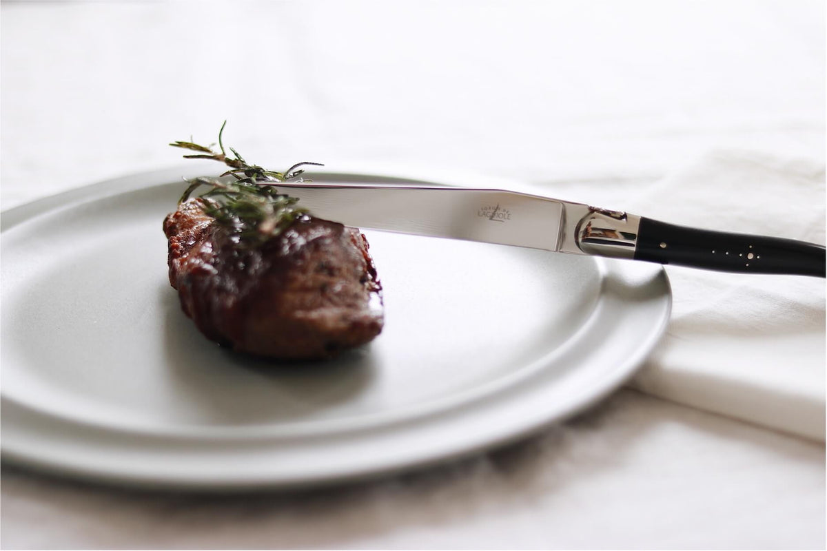 Forge de Laguiole Dark Horn Table Knives — Set of 6