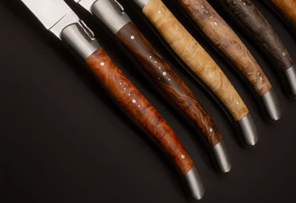 Laguiole en Aubrac Mixed Burls Table Knives - 6 Pieces - image 2