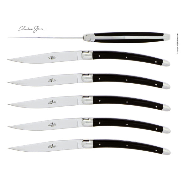 Forge de Laguiole Ghion Dark Horn Table Knives — Set of 6